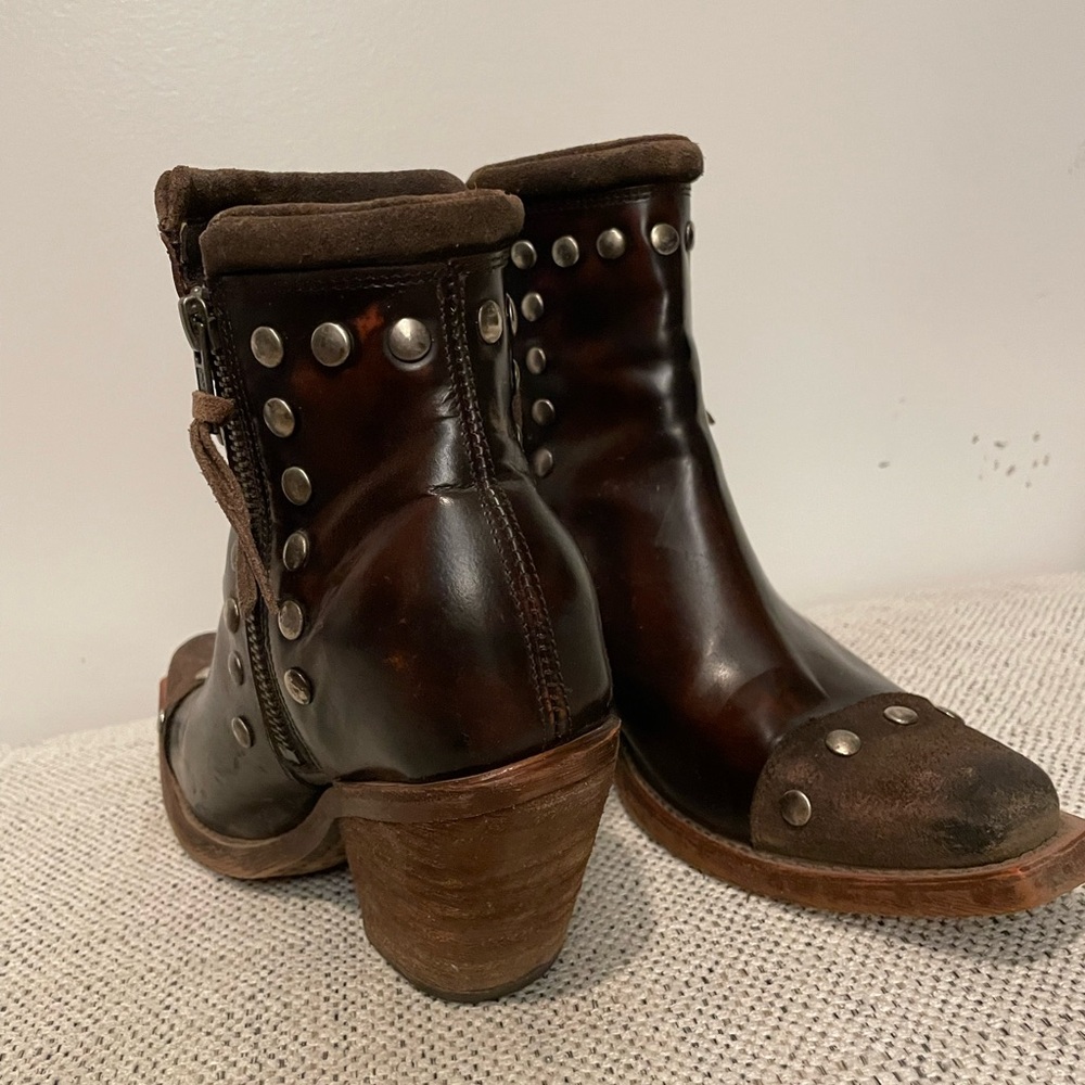 Studded Brown Ankle Boots - Picture 2 of 6
